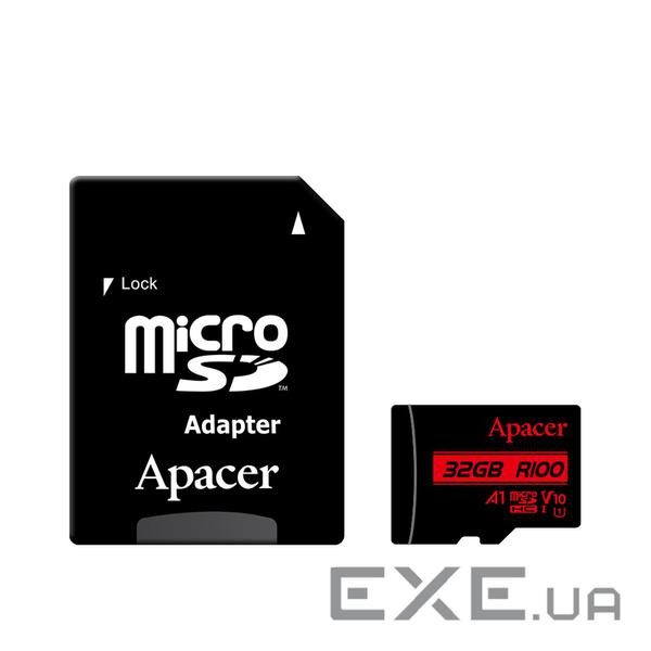 Карта пам'яті APACER microSDHC 32GB UHS-I V10 A1 Class 10 + SD-adapter (AP32GMCSH10UB-R)