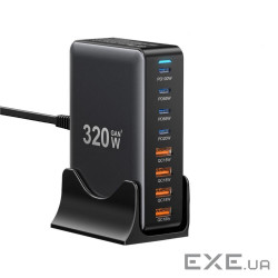 Зарядний пристрій Essager 4xUSB-C + 4xUSB 320W GaN (EZC320W-QJB0G-Z)