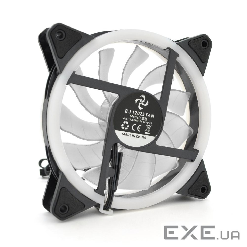 Кулер корпусний 12025 DC sleeve fan 4pin - 120*120*25мм, 12V, 1200об / хв, RGB, двосто (BJ12025-RGB)