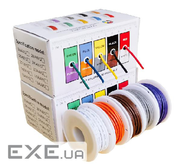 Кабель силіконовий луджений AWG 17 17AWG / 1квМ / 600В, 5*4 метрів, CU, вологостій (17AWG / 1 / 5*4)