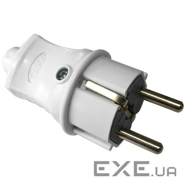 Вилка 16А, ж/к пряма, біла ERKA 1002