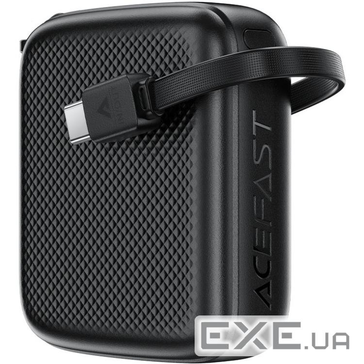 УМБ Acefast 10000mAh 20W PD,QC3.0 USB-C In/Out with build Type-C cable, M15 Black (6974316283973)