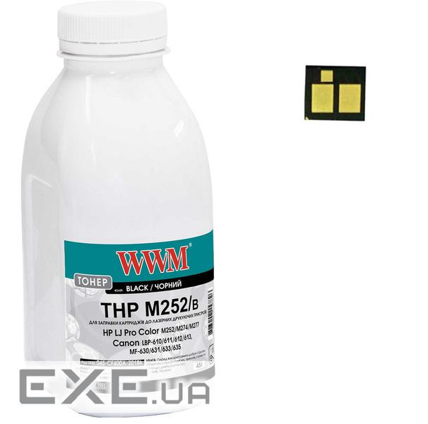Тонер HP LJ Pro M252, Canon 045, 45г Black +chip WWM (045-CF400A-201Bk)