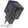 Зарядний пристрій 1xUSB-C 20W Gan A113 Fast Charger with digital display black Acefa (6974316284413)
