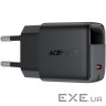 Зарядний пристрій 1xUSB-C 20W Gan A113 Fast Charger with digital display black Acefa (6974316284413)