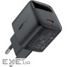 Зарядний пристрій 1xUSB-C 20W Gan A113 Fast Charger with digital display black Acefa (6974316284413)