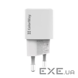 Зарядний пристрій ColorWay GaN PD Port USB PPS (Type-C PD + USB QC3.0) (33W) white (CW-CHS043PD-WT)