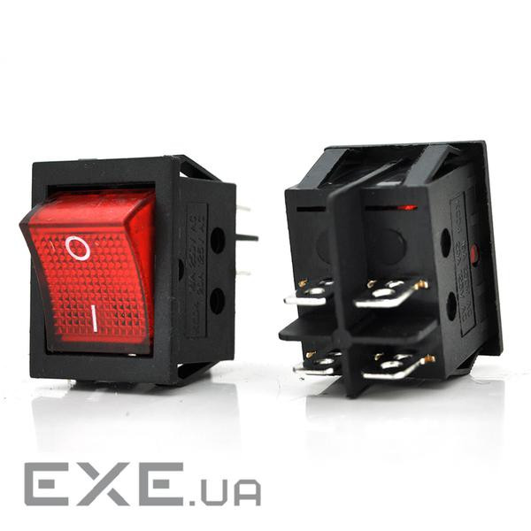 Перемикач ON-OFF KCD4-201N, 250VAC/16A, 4 контакти, Red, Q50 (246*170*41) 0,66 кг