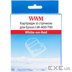Картридж зі стрічкою WWM для Epson LW-400/700 18mm х 8m White-on-Red (WWM-SD18R)