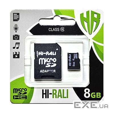 Карта пам'яті HI-RALI micro SDHC 8GB class 10 (з адаптером ) (HI-8GBSDCL10-01)
