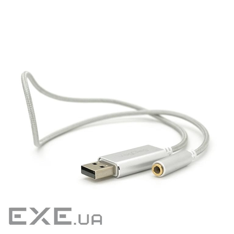 Перехідник для навушників VegGieg V-K202 USB2.0(M)-Jack3.5(F), Silver, Box VegGieg V-K202 USB2.0(M)-Jack3.5(F), Silver,