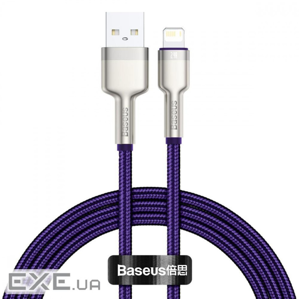 Дата кабель USB 2.0 AM to Lightning 2.0m 2.4A metal purple Baseus (CALJK-B05)