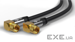 Кабель антенний-підовжувач RF:F M/M 5.0m,D=8.0mm 90?/90? 4xShield(128) Cu,чорний (75.07.0584-1)
