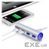 Хаб USB Maiwo 4 порта USB 3.0 с голубой подсветкой алюминий серебристый (KH002)