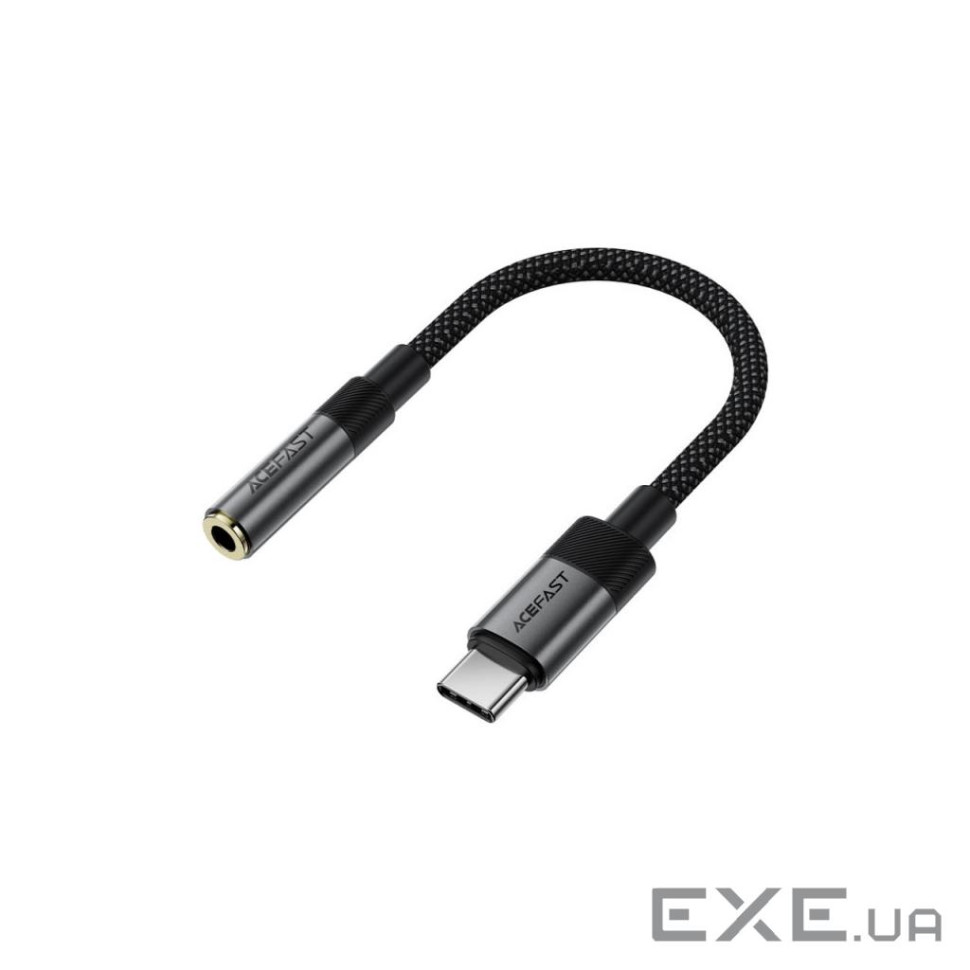 Перехідник USB-C to 3.5mm F 0.15m DAC audio black Acefast (6974316285281)