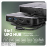 Хаб концентратор AXAGON HMC-UFO USB-C 10Гбіт/с UFO 9in1 hub, Сірий