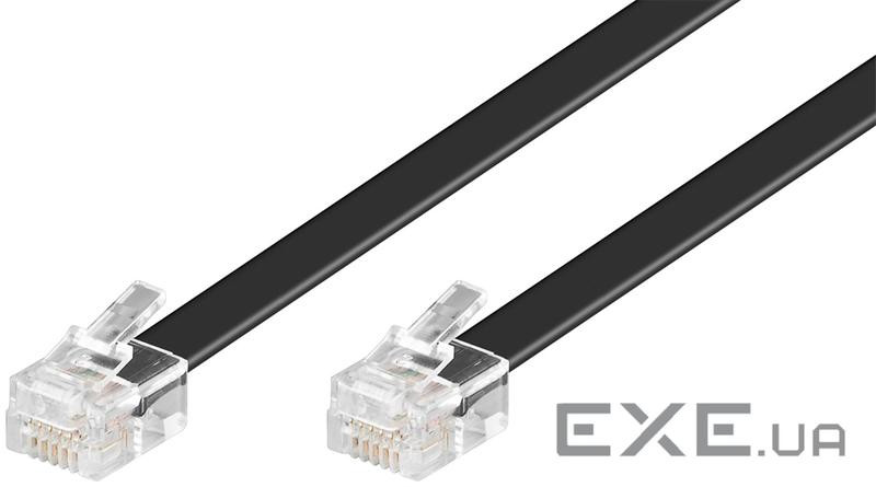 Кабель телефонний RJ12 M/M 3.0m, плоский 6P4C AWG28 1:1 Western, чорний (75.05.0317-1)