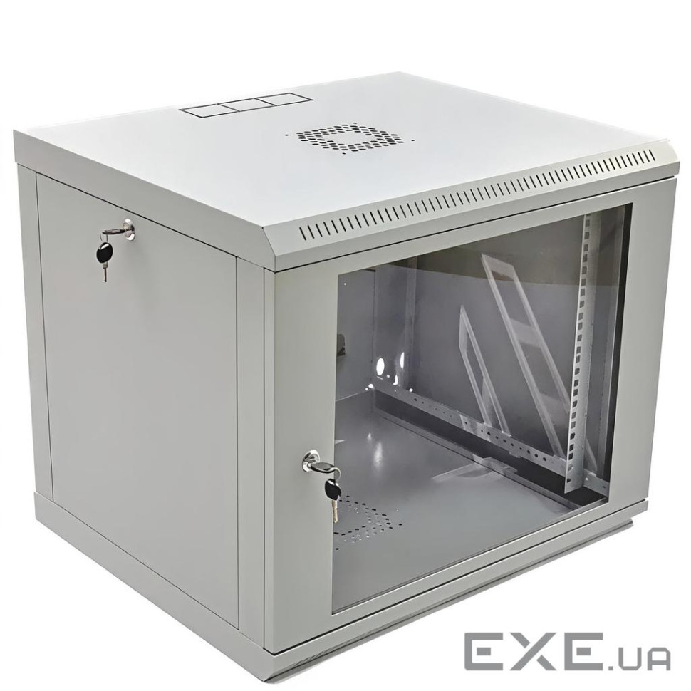 Шафа 19" 9U, 600x600x507мм (Ш*Г*В), економ, акрилове скло, сіра (UA-MGSW1L96G)