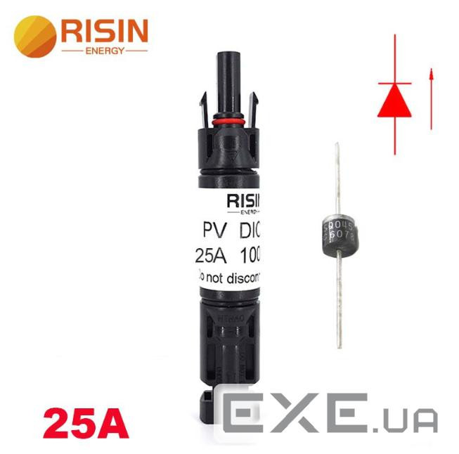 Роз&apos,єм RISIN MC4, з діодом постійного струму, 25А,1000 В (MC4-dd / 1000 / 25) (MC4-dd / 1000 / 25)