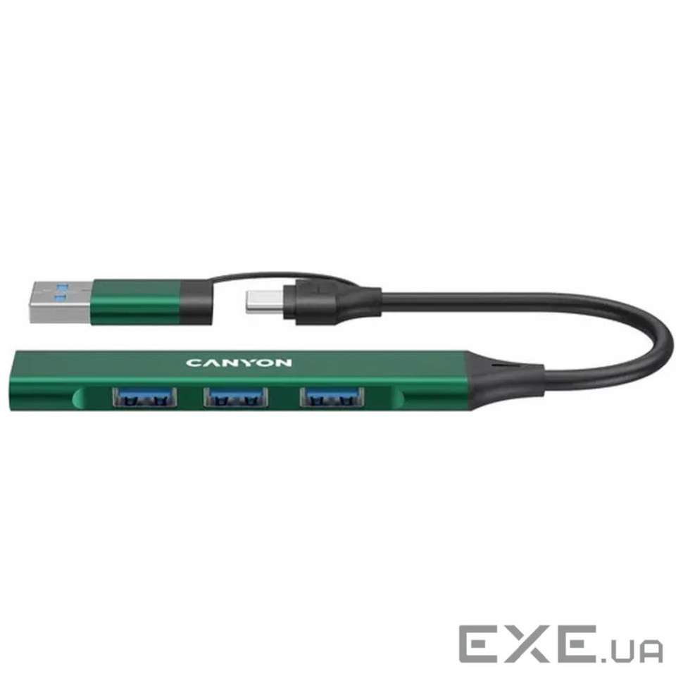 Концентратор Canyon hub DS-02 4in1 USB-A/C Green (CNS-TDS02GR)