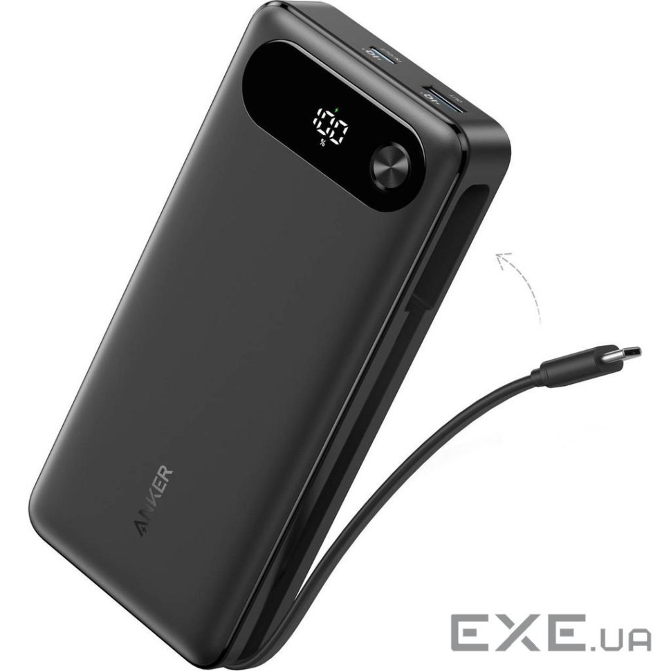 зовн. акум. ANKER PowerCore - 20000 mAh 87W PD Built-In USB-C Cable (Чорний) (A1383H11)