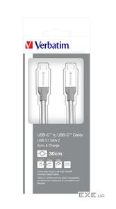 Дата кабель USB-C to USB-C 0.3m USB 3.1 Verbatim (48867)