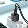 Зарядний пристрій 2xUSB 25W (USB-C+USB-A) with digital display Gan A114 Black Acefas (6974316284437)