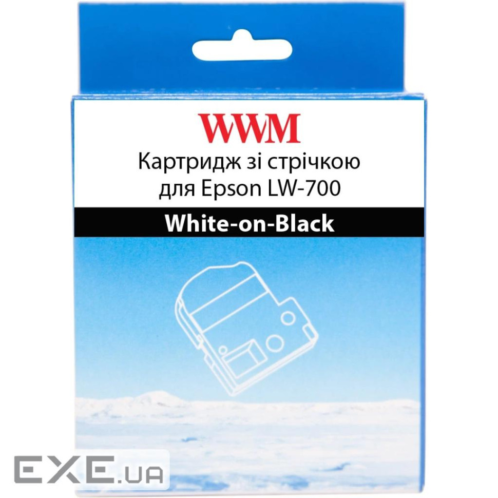 Картридж зі стрічкою WWM для Epson LW-700 24mm х 8m White-on-Black (WWM-SD24K) 8m White-on-Black (WWM-SD24K)