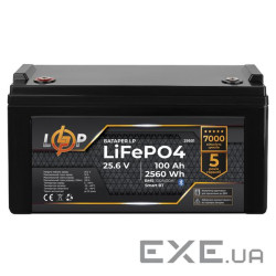 Акумулятор LP LiFePO4 25,6V - 100 Ah (2560Wh) (BMS 100A/50А) пластик Smart BT (29501)