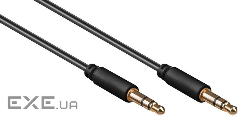 Кабель аудіо-сигнальний Jack 3.5mm 3pin M/M 0.5m,прямий Slim Shielded Cu,чорний (78.01.3242-1) (78.01.3242-1)
