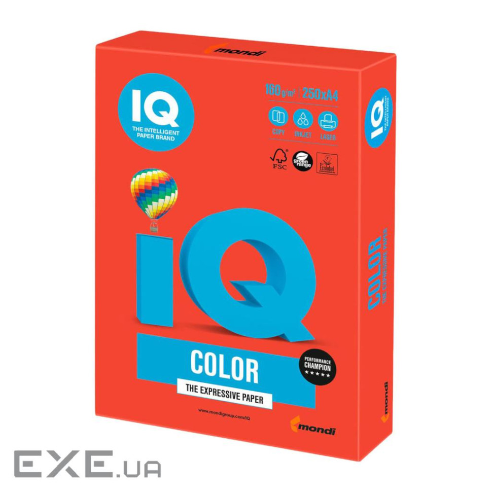 Папір Mondi IQ color А4 intensive, 160g 250sh Coral Red (CO44/A4/160/IQ)