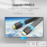 Кабель HDMI M - M, 5.0м, Vention, V2.0, 4K 60Гц, PVC Flat Design, Black (AAKBJ)