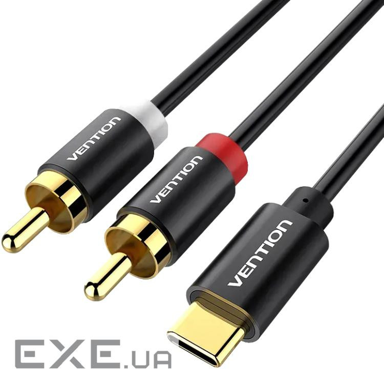 Перехідник Audio Type-C M -> 2RCA F 1,5м чорний Vention (BGDBG)