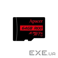 Карта пам'яті MicroSDHC 64GB UHS-I Class 10 Apacer (AP64GMCSX10UB-RA)