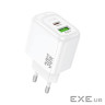 Зарядний пристрій HOCO CS55A 1xUSB-C PD30W + 1xUSB QC3.0 white (6942007631549)