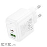 Зарядний пристрій HOCO CS55A 1xUSB-C PD30W + 1xUSB QC3.0 white (6942007631549)