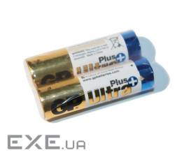 Батарейка AA (LR6), лужна, GP Ultra Plus, 2 шт , 1.5V, Shrink (GP15AUEBC-2S2)