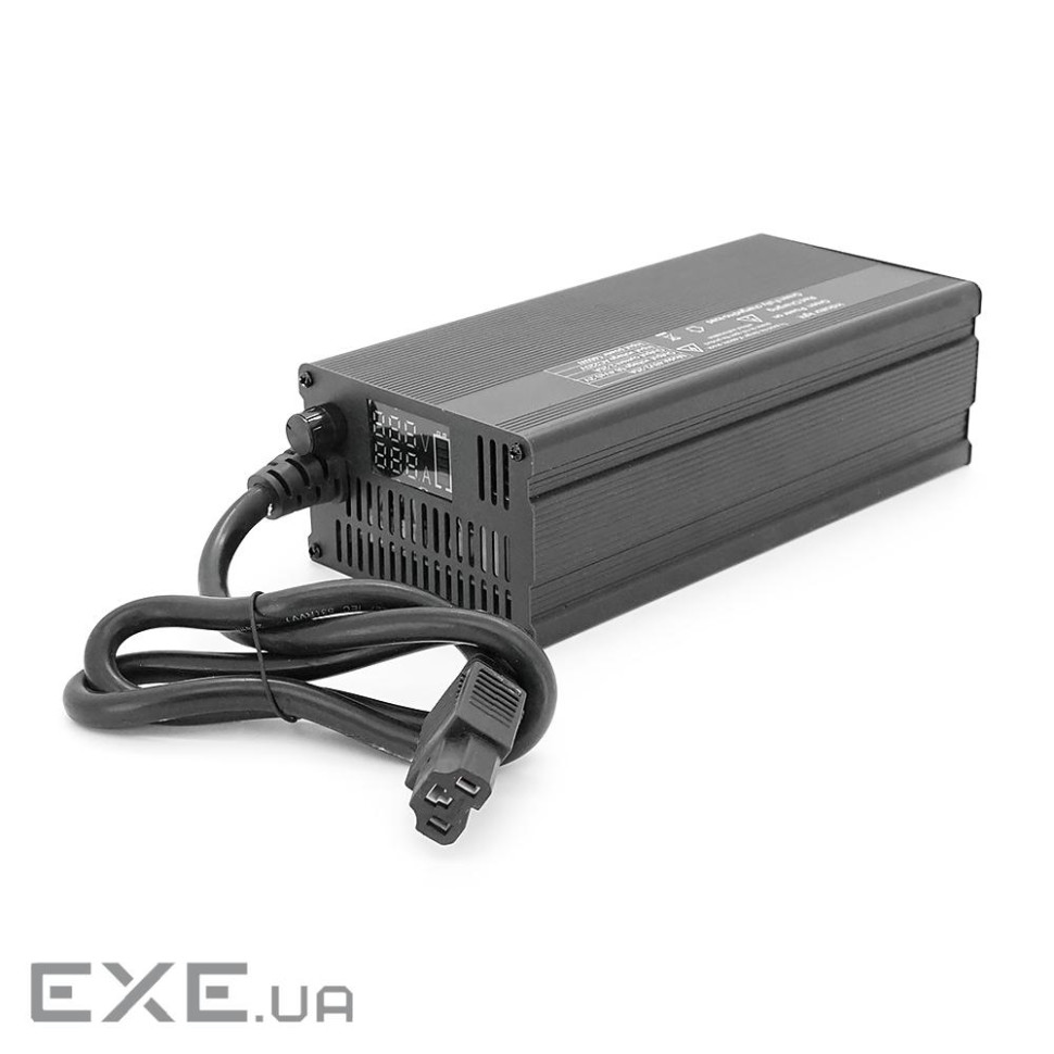 Зарядний пристрій для акумуляторів LiFePO4 48V(58.4V), 16S, 25A, регульований струм, LCD д (YT47555)