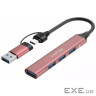 Концентратор Canyon hub DS-02 4in1 USB-A/C Pink (CNS-TDS02P)