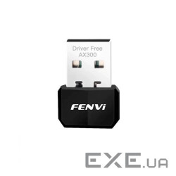 Мережевий адаптер Fenvi AX300, Black, USB 2.0, WiFi 6, до 300 Mb/s, AIC8800