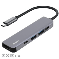 Type-C-Хаб Proove Arc Link 5 in 1 (2*Type-C + 2*USB3.0 + HDMI) silver (HBAL00010604)