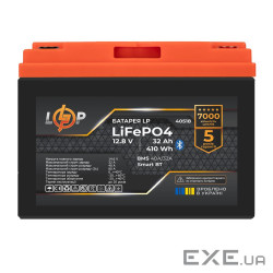 Аккумулятор LP LiFePO4 12,8V - 32 Ah (410Wh) (BMS 40А/32A) пластик Smart BT (40518)