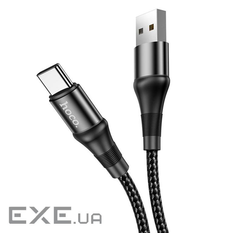 Кабель HOCO X50 USB to Type-C 3A, 1m, nylon, aluminum connectors, Black (6931474734235)