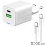 Мережевий зарядний пристрій ColorWay, White, 20 Вт, GaN, 1xType-C (20 Вт, PD3.0) / (CW-CHS062PDC-WT)