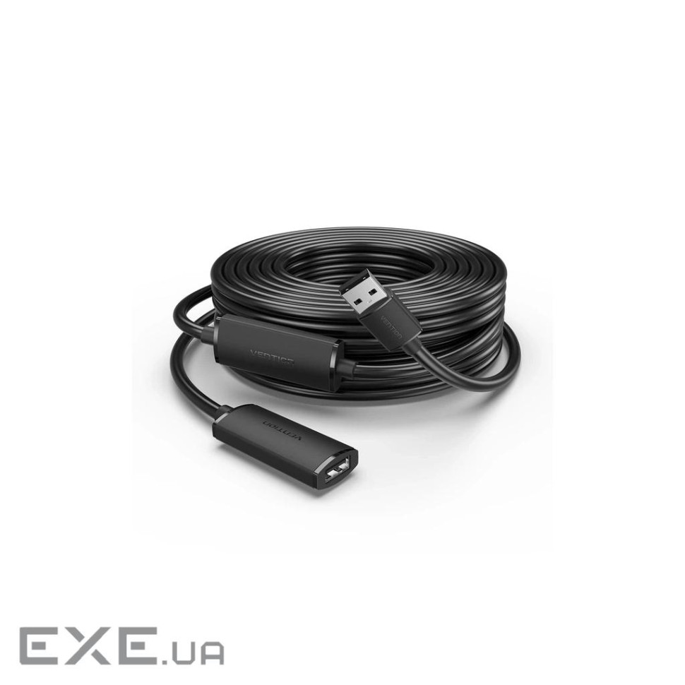Дата кабель USB 2.0 AM/AF 15.0m Active black Vention (CBKBN)