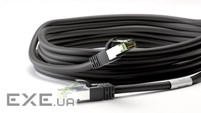 Патч-корд екранований RJ45 SFTP8.1 20.0m, patch AWG24 D=8.2mm LSOH Gold Cu,чорний (75.06.6728-5)