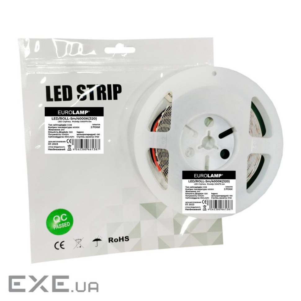 Світлодіодна стрічка Eurolamp 24V, 4000K 5м (LED/ROLL) (LED/ROLL 5м)