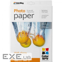 Photo paper ColorWay A4 180g glossy 100l, cardboard pack (PG180100A4)
