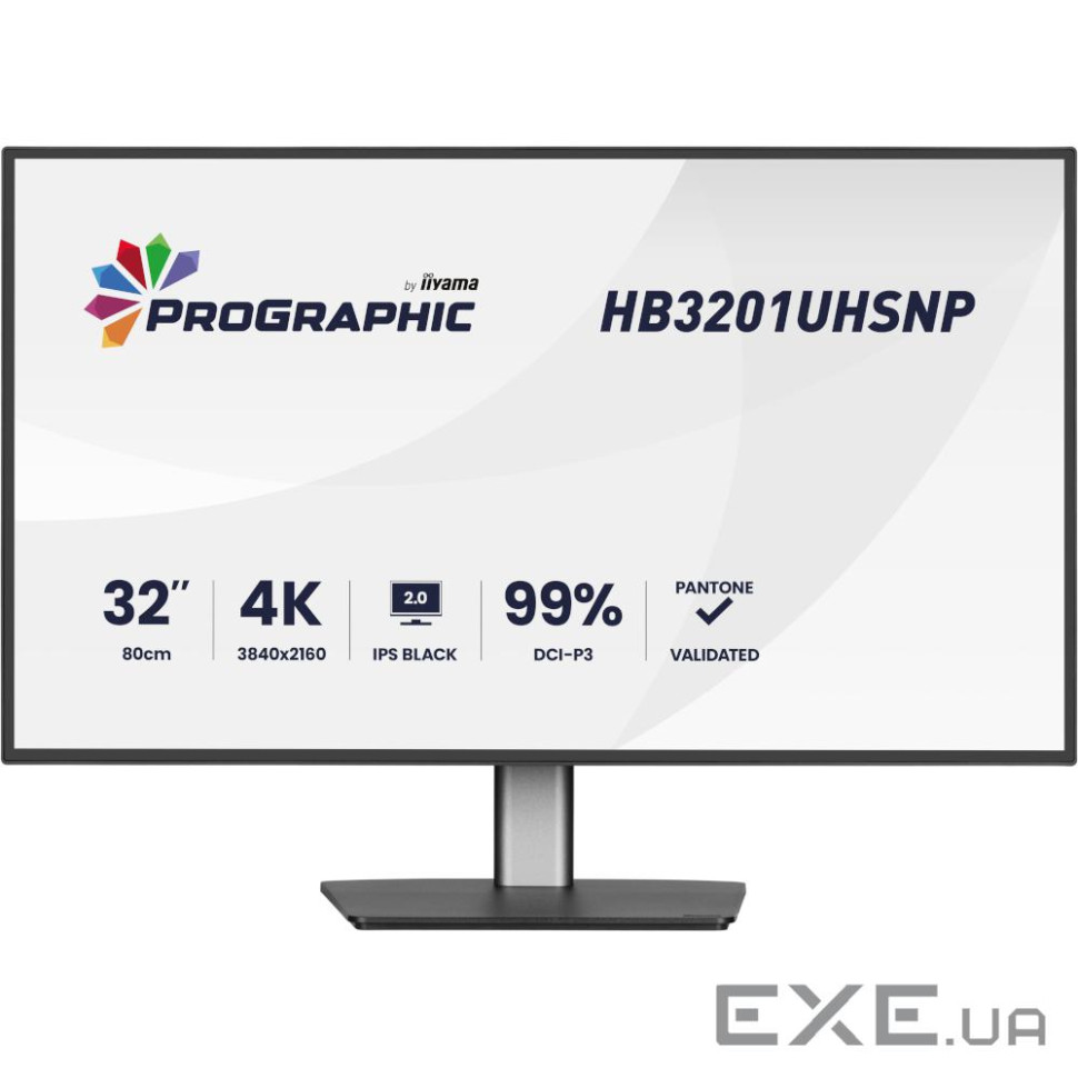 31.5" 16:9 професійний IPS РК монітор, 3840х2160, 4 мс (GtG), 60 Гц, 450 кд/м2, 99% (HB3201UHSNP-B1
