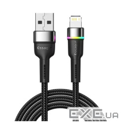Кабель Essager Colorful LED USB Cable Fast Charging 2.4A USB-A to Lightning 1m black (EXCL-XCD01)